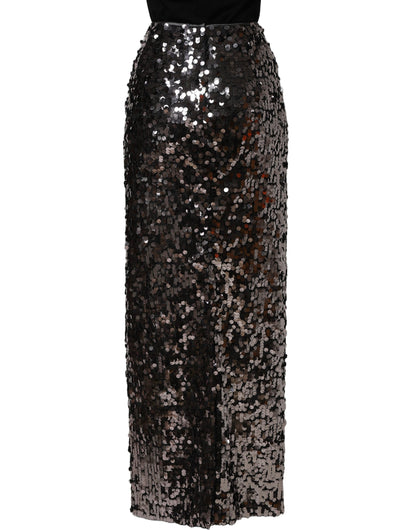 Dolce & Gabbana Women's Pencil Wrap Silk Nylon & Sequins Midi Mini Long Skirt - Brown