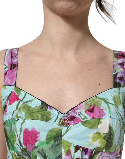 Dolce & Gabbana Multicolor Floral Cropped Bustier Tank Top