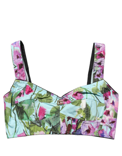 Dolce & Gabbana Multicolor Floral Cropped Bustier Tank Top