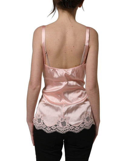 Dolce & Gabbana Light Pink Floral Lace Lingerie Underwear Top