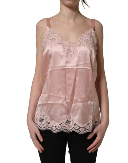 Dolce & Gabbana Light Pink Floral Lace Lingerie Underwear Top