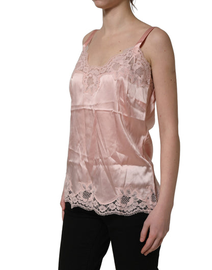 Dolce & Gabbana Light Pink Floral Lace Lingerie Underwear Top