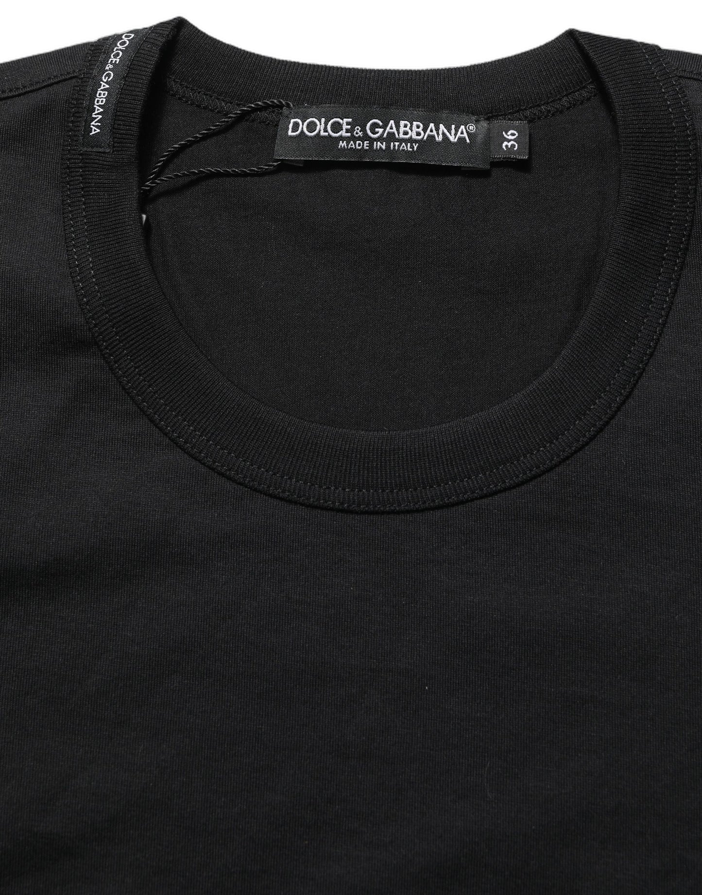 Dolce & Gabbana Black Cotton Short Sleeves Crew Neck T-shirt