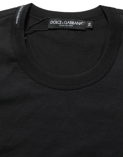 Dolce & Gabbana Black Cotton Short Sleeves Crew Neck T-shirt