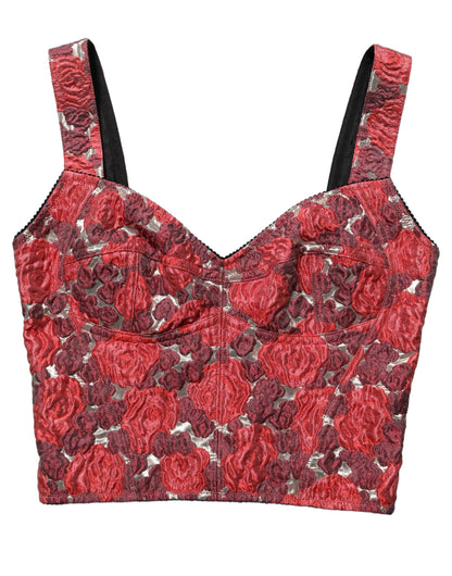 Dolce & Gabbana Multicolor Floral Cropped Bustier Tank Top