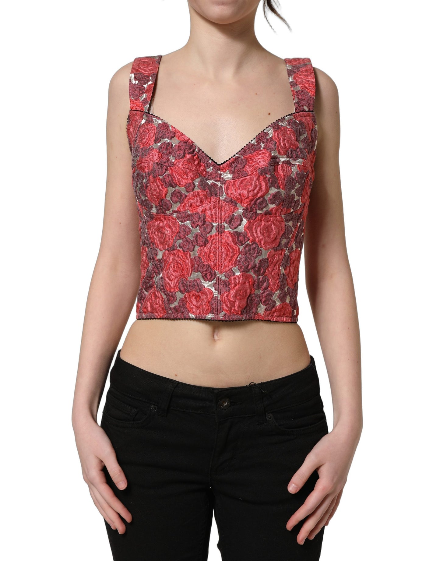 Dolce & Gabbana Multicolor Floral Cropped Bustier Tank Top