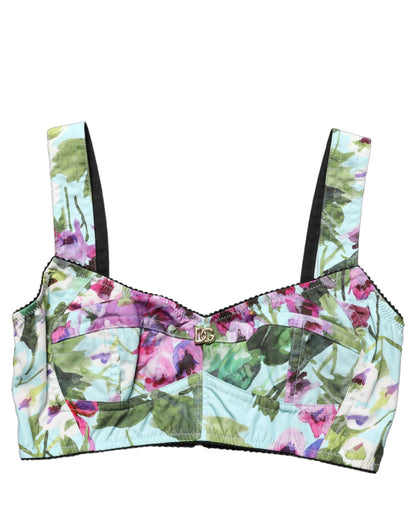 Dolce & Gabbana Multicolor Floral Cropped Bustier Tank Top