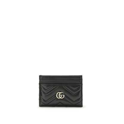 Cardholder Wallet by Gucci for women in leather black, chevron & signature features a sleek silhouette, showcasing the sleek Gg Marmont Leather Cardholder Wallet design with sophisticated card-organization for a premium look.
