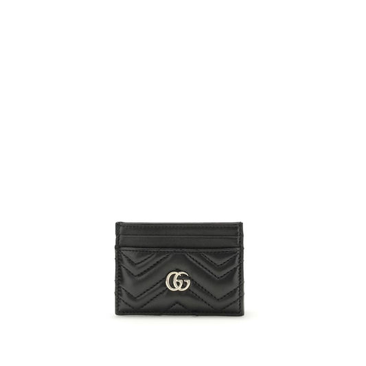 Cardholder Wallet by Gucci for women in leather black, chevron & signature features a sleek silhouette, showcasing the sleek Gg Marmont Leather Cardholder Wallet design with sophisticated card-organization for a premium look.