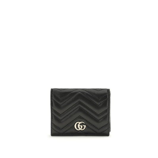 Cardholder Wallet by Gucci for women in nappa leather black & gold presents a architectural silhouette from the Gg Marmont Nappa Leather Cardholder Wallet collection, showcasing architectural card-organization for a architectural finish.