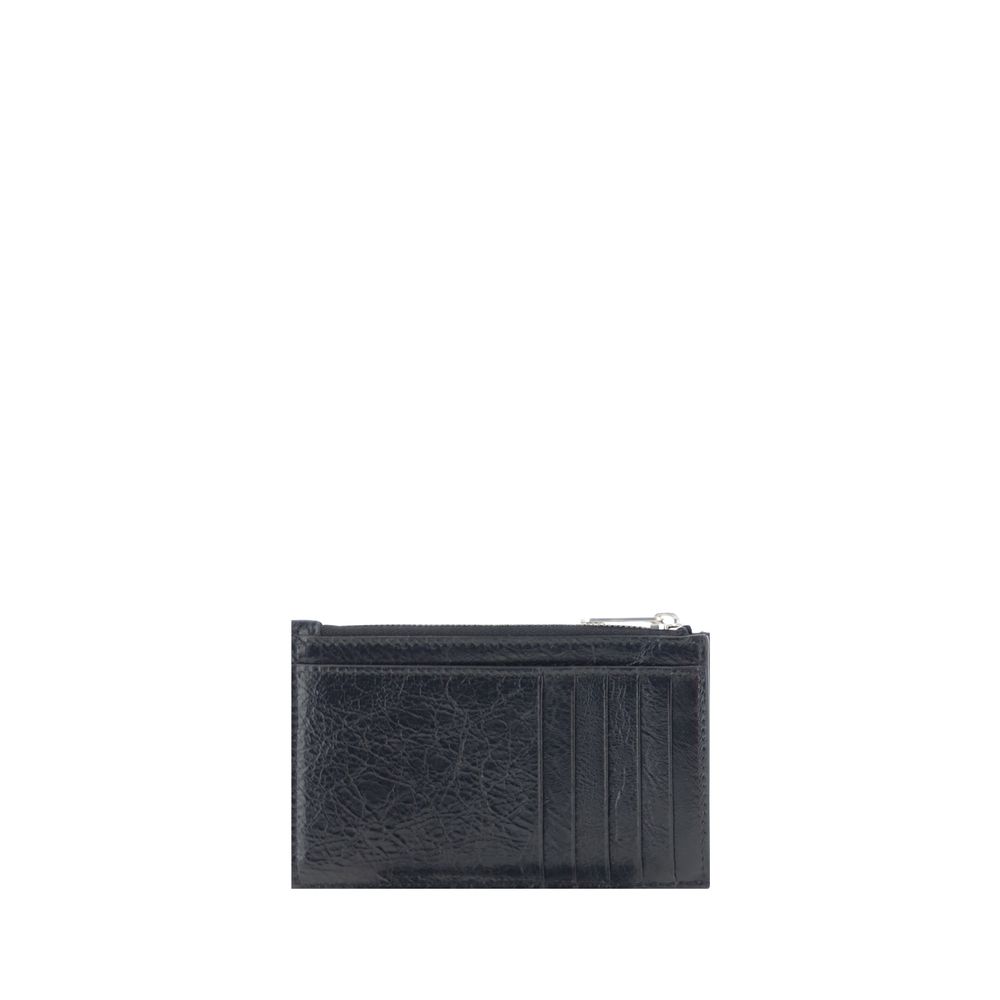Cardholder Wallet by Balenciaga for men in grained lambskin leather black & monogram presents a streamlined silhouette, showcasing the sophisticated design of the Grained lambskin Leather Cardholder Wallet collection with functional card-organization compact-design.