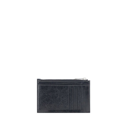 Cardholder Wallet by Balenciaga for men in grained lambskin leather black & monogram presents a streamlined silhouette, showcasing the sophisticated design of the Grained lambskin Leather Cardholder Wallet collection with functional card-organization compact-design.