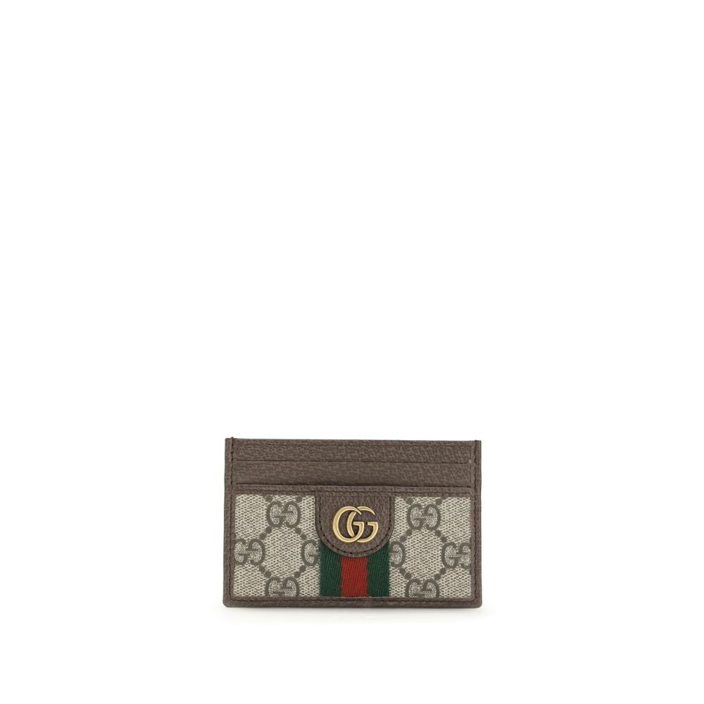 Cardholder Wallet by Gucci for men in polyamide polyurethane leather & coated canvas beige, brown, gold, multicolor, signature & striped showcases a discerning silhouette, artfully capturing the essence of Gg Ophidia Polyamide Polyurethane Leather & Coated Canvas Cardholder Wallet with its functional card-organization compact-design.