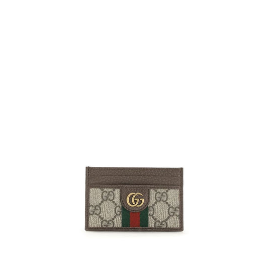 Cardholder Wallet by Gucci for men in polyamide polyurethane leather & coated canvas beige, brown, gold, multicolor, signature & striped showcases a discerning silhouette, artfully capturing the essence of Gg Ophidia Polyamide Polyurethane Leather & Coated Canvas Cardholder Wallet with its functional card-organization compact-design.