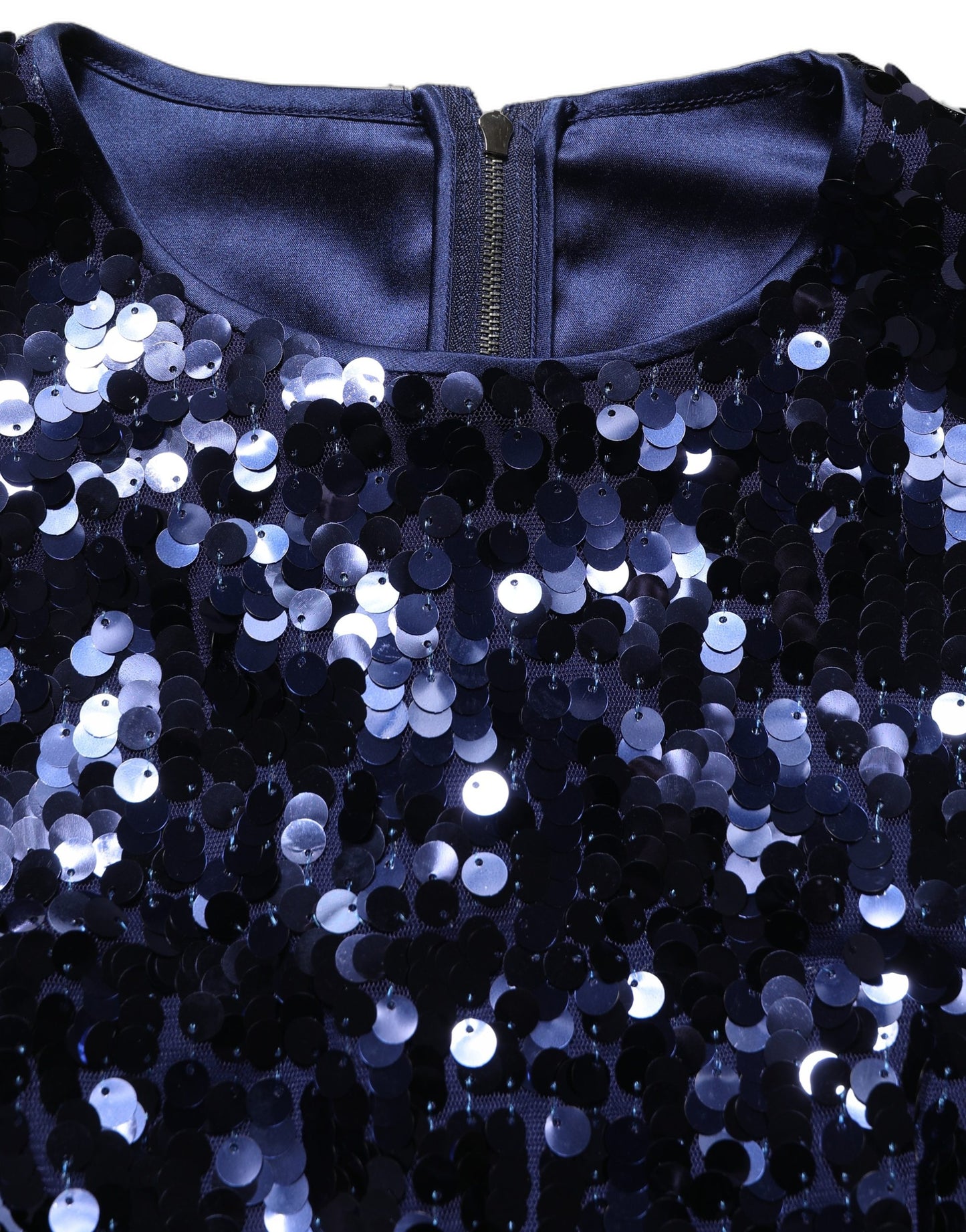Dolce & Gabbana Blue Sequined Sleeveless Cropped Tank Top
