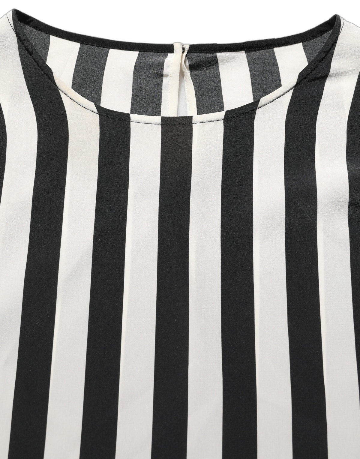 Dolce & Gabbana Women's Three-Quarter-Sleeve; Short-Sleeve Round Neck Silk Blouse - Black White Striped