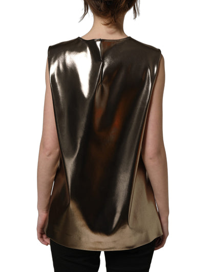 Dolce & Gabbana Metallic Bronze Roundneck SleevelessTank Top