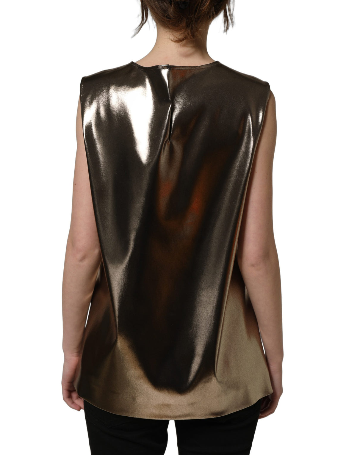 Dolce & Gabbana Women's Round Neck Acetate & Nylon Tank Top - Bronze