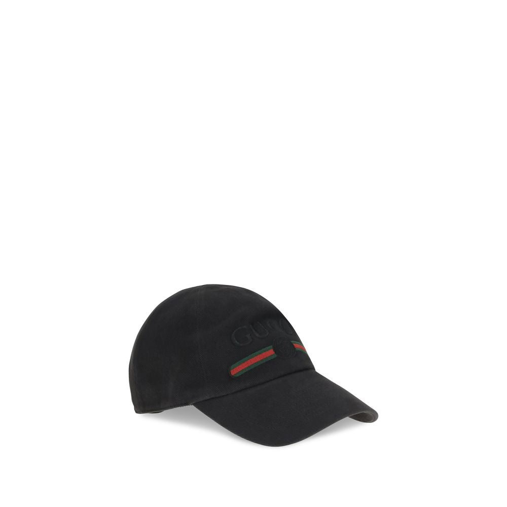 Baseball Cap by Gucci for men in cotton black & signature features an artisanal silhouette, showcasing the artisanal Gg Cotton Baseball Cap design with a refined, artisanal finish.