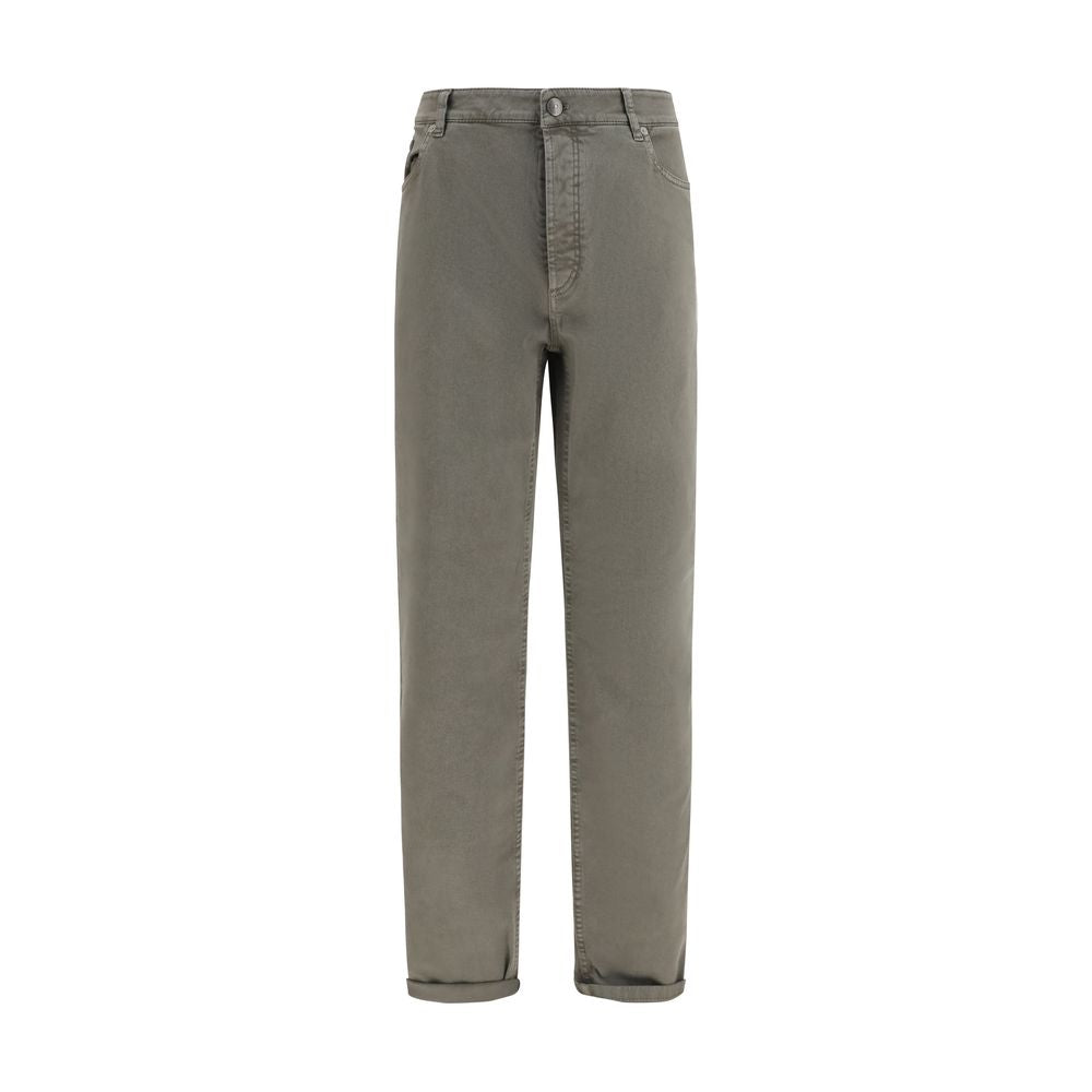 Jeans by Brunello Cucinelli for men in stretch denim cotton bicolour & signature features a polished silhouette with a polished regular-fit, reaching a polished long and finished with a polished .