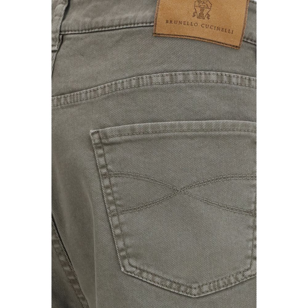 Jeans by Brunello Cucinelli for men in stretch denim cotton bicolour & signature presents a tailored silhouette, showcasing a tailored regular-fit and long cut with a refined for a truly tailored aesthetic.