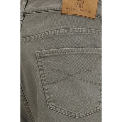 Jeans by Brunello Cucinelli for men in stretch denim cotton bicolour & signature presents a tailored silhouette, showcasing a tailored regular-fit and long cut with a refined for a truly tailored aesthetic.