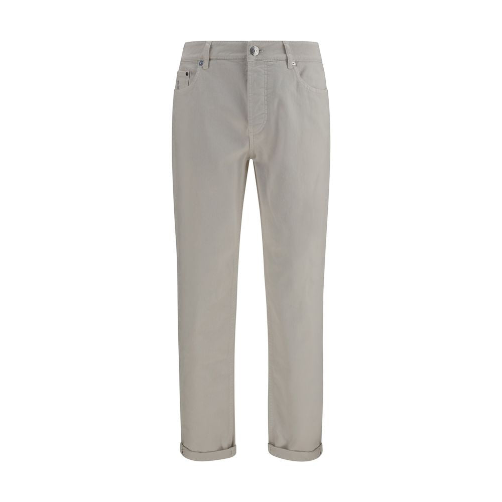 Jeans by Brunello Cucinelli for men in stretch denim cotton white & signature features an refined tailoring silhouette, showcasing a premium regular-fit with a and long cut for a refined tailoring look.