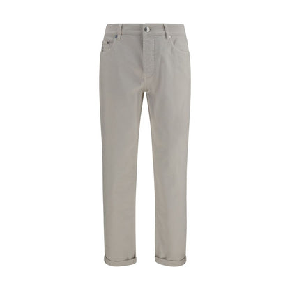 Jeans by Brunello Cucinelli for men in stretch denim cotton white & signature features an refined tailoring silhouette, showcasing a premium regular-fit with a and long cut for a refined tailoring look.