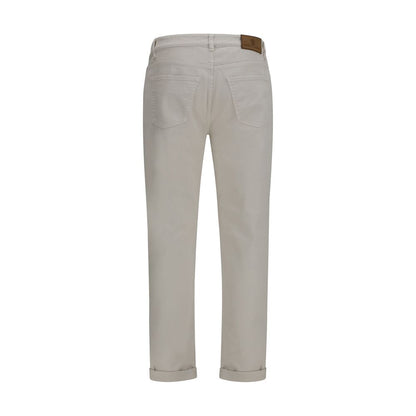Jeans by Brunello Cucinelli for men in stretch denim cotton white & signature features a polished silhouette with a polished regular-fit, reaching a polished long and finished with a polished .
