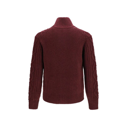 Cardigan by Brunello Cucinelli for men in cashmere & capra leather bordeaux, natural & patterned features a nuanced silhouette with a refined and nuanced detailing for a sophisticated look.