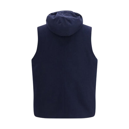 Hooded Vest by Brunello Cucinelli for men in wool blue features an on trend silhouette, showcasing a sophisticated hooded neckline and premium pockets & hooded for a truly on trend finish.