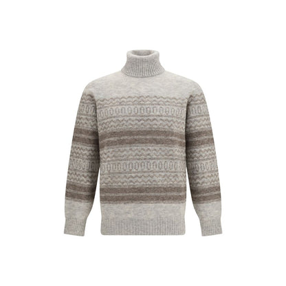 Sweater by Brunello Cucinelli for men in polyamide capra leather merino & alpaca wool gray showcases an masterful silhouette, artfully detailed with a masterful turtle high-neck neckline and long-sleeve for a sophisticated, premium finish.