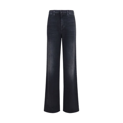 Jeans by Gucci for women in stretch denim cotton black, signature & striped features a polished silhouette with a polished straight-leg & regular-fit, reaching a polished long and finished with a polished .