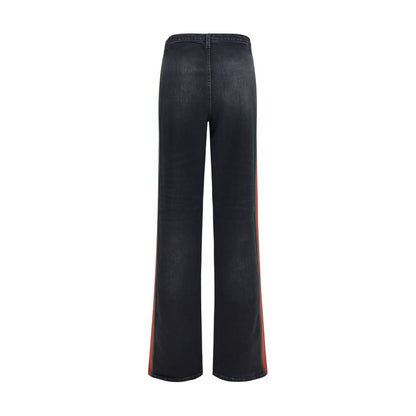 Jeans by Gucci for women in stretch denim cotton black, signature & striped presents a refined pantology silhouette, artfully defined by a refined pantology straight-leg & regular-fit, long, and a sophisticated .