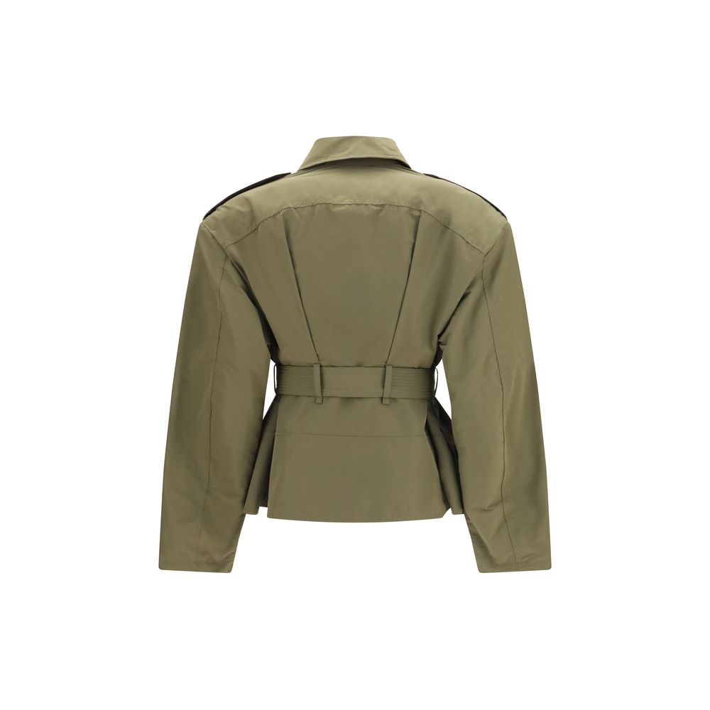 Trench Coat by Alexander McQueen for women in cotton polyester bicolour & signature showcases a contemporary silhouette, detailed with a contemporary high-collar neckline and distinctive pockets for a truly contemporary finish.