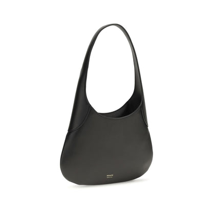 Small Shoulder Hobo Handbag by Khaite for women in bos taurus calfskin leather black & gold presents a ornamental silhouette, showcasing a secure , ample , and versatile shoulder-strap for a ornamental finish.