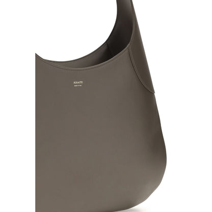 Large Shoulder Hobo Handbag by Khaite for women in bos taurus calfskin leather gray & gold features a contemporary silhouette, showcasing a secure , ample , and contemporary shoulder-strap for a sophisticated look.