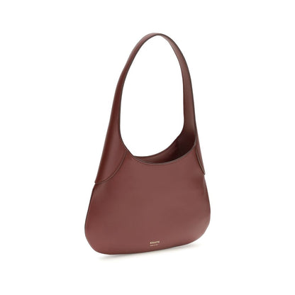 Small Shoulder Hobo Handbag by Khaite for women in bos taurus calfskin leather bordeaux & gold features a refined silhouette, showcasing a secure , organized , and versatile shoulder-strap for a refined finish.