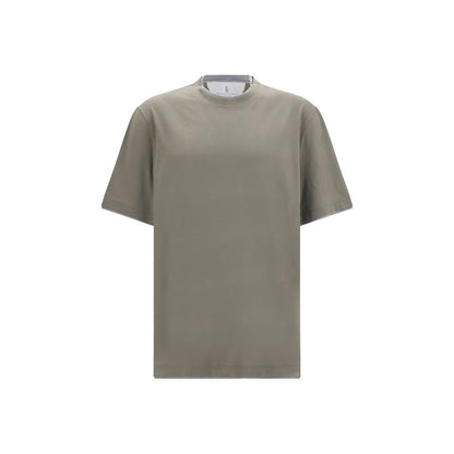 T-Shirt by Brunello Cucinelli for men in cotton bicolour & patterned showcases a chic silhouette, artfully detailed with a chic and for a chic finish.