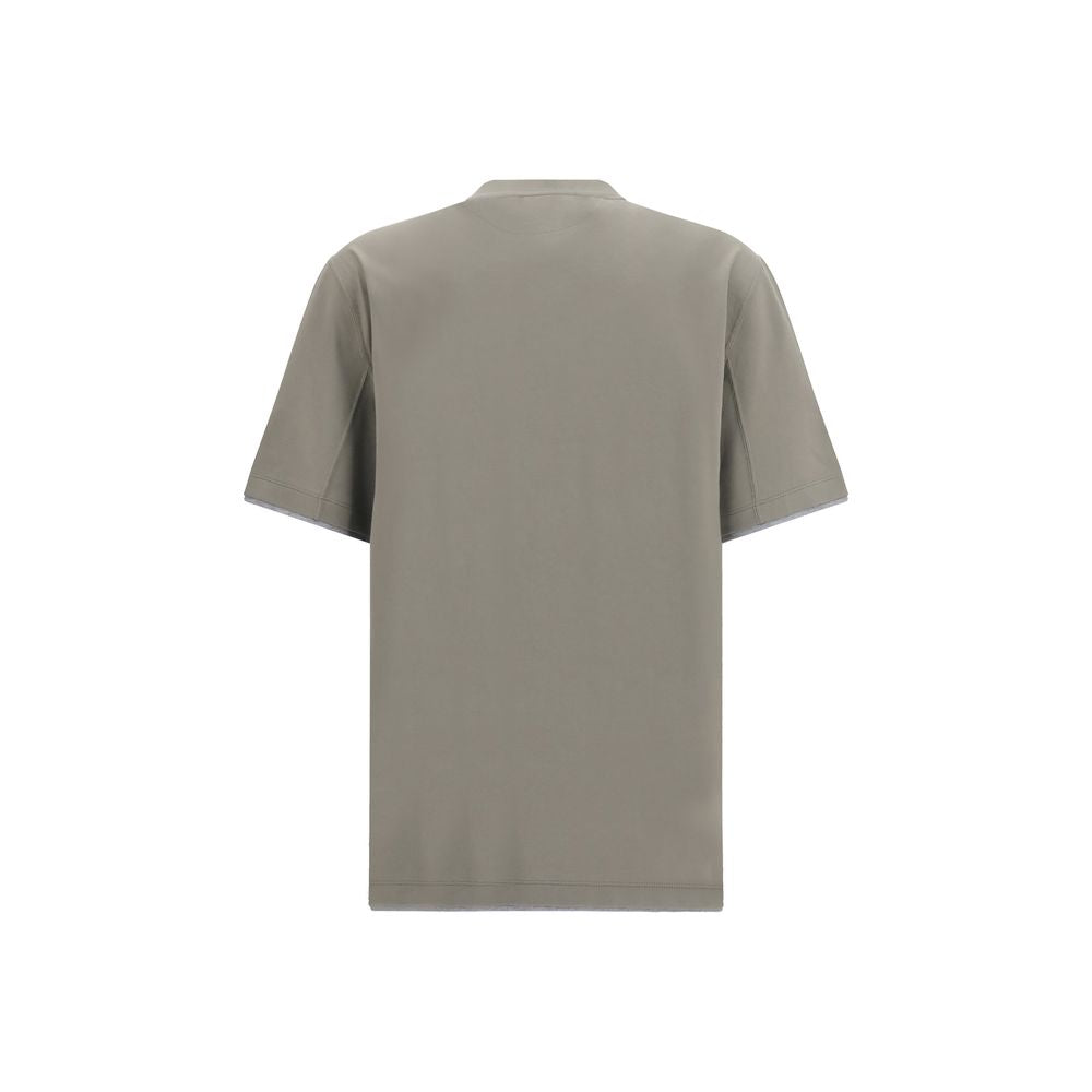 T-Shirt by Brunello Cucinelli for men in cotton bicolour & patterned showcases a fashionable silhouette, elegantly detailed with a fashionable and for a sophisticated, high-fashion look.