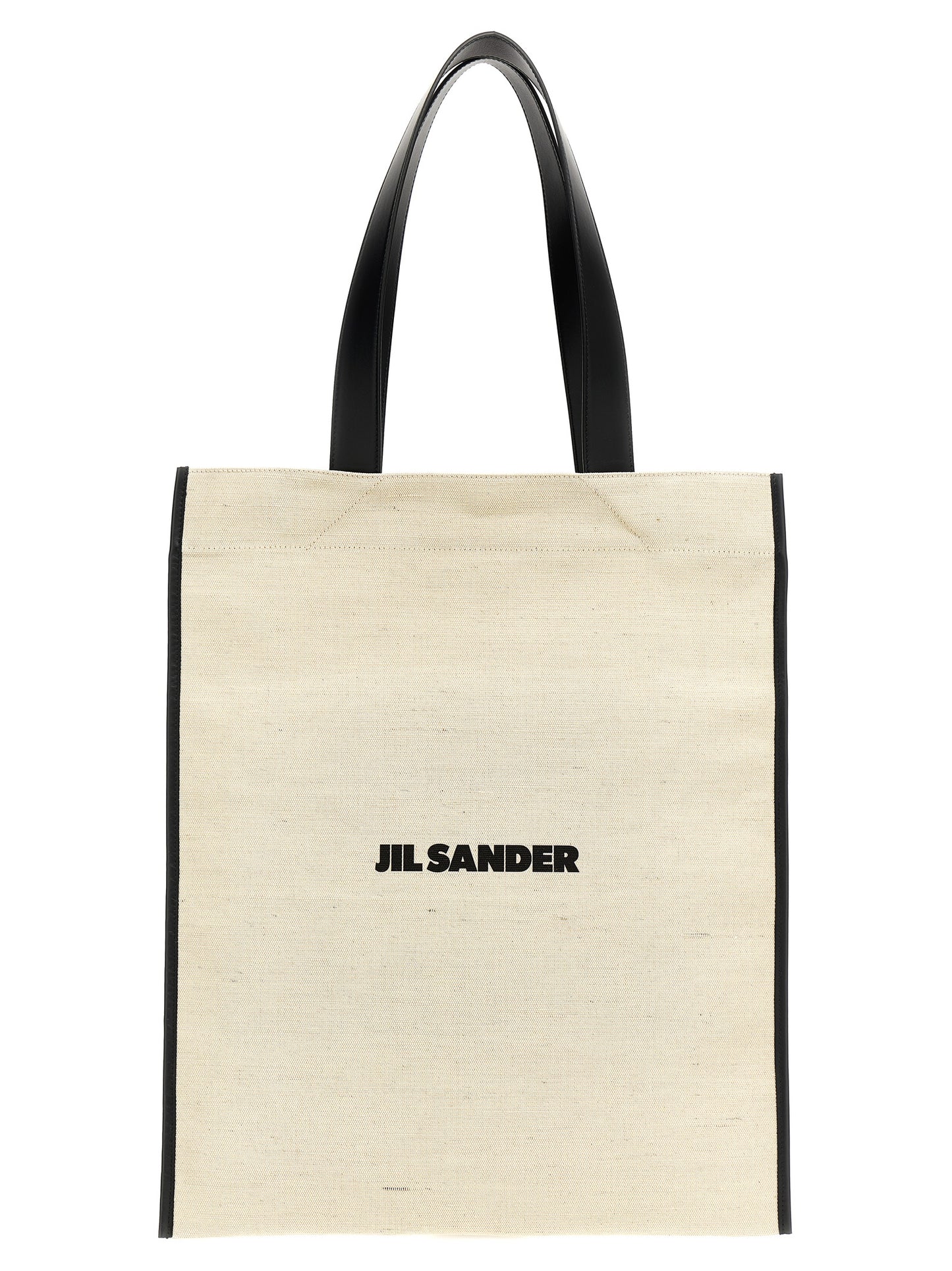 Medium Shopper Tote Bag by Jil Sander for women in cotton polyester & horn bicolour, black, white & print features an jet-setting Cotton Polyester & Horn Medium Shopper Tote Bag design with a secure , jet-setting , and versatile handle for a jet-setting look.