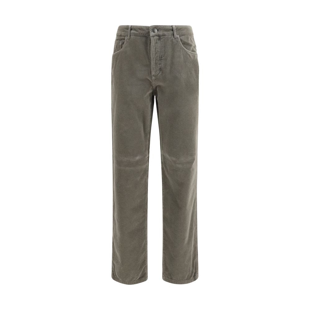 Pants by Brunello Cucinelli for men in stretch cotton corduroy bicolour features a enduring silhouette, showcasing a enduring regular-fit and long with a mid rise for a premium, tailored aesthetic.