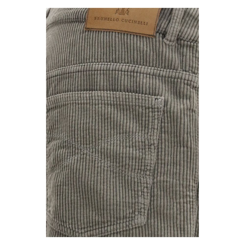 Pants by Brunello Cucinelli for men in stretch cotton corduroy bicolour features an understated silhouette, showcasing a sophisticated regular-fit and long with a refined mid rise for an understated, polished aesthetic.