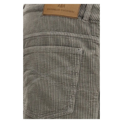 Pants by Brunello Cucinelli for men in stretch cotton corduroy bicolour features an understated silhouette, showcasing a sophisticated regular-fit and long with a refined mid rise for an understated, polished aesthetic.
