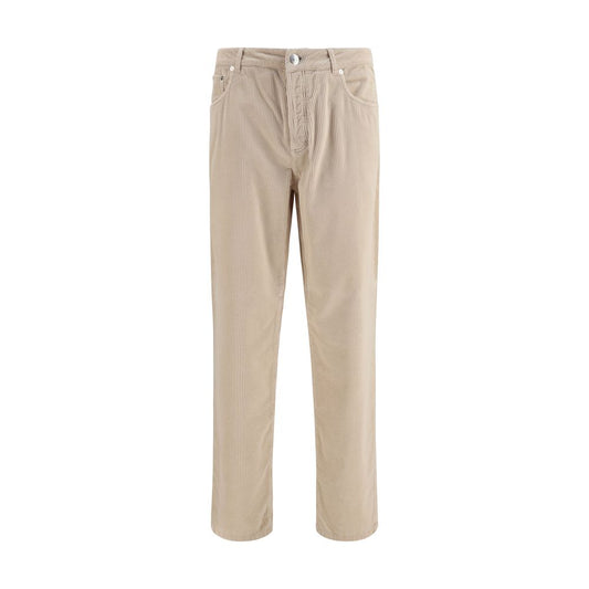 Casual Pants by Brunello Cucinelli for men in stretch cotton corduroy beige presents a refined pantology silhouette, artfully defined by a refined pantology regular-fit, long, and a sophisticated mid rise.