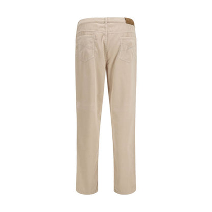 Casual Pants by Brunello Cucinelli for men in stretch cotton corduroy beige features an sartorial regular-fit and long with a mid rise cut for a sartorial finish.