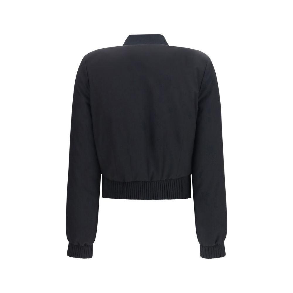 Bomber Jacket by Alexander McQueen for women in stretch polyamide polyester black features an on trend silhouette, showcasing refined pockets and a sophisticated for a truly on trend finish.