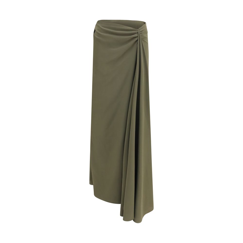 Skirt by Alexander McQueen for women in silk bicolour, signature & print features a contoured silhouette from the Skull Women's Asymmetrical Silk Long Skirt collection, characterized by its contoured long for a contoured finish.