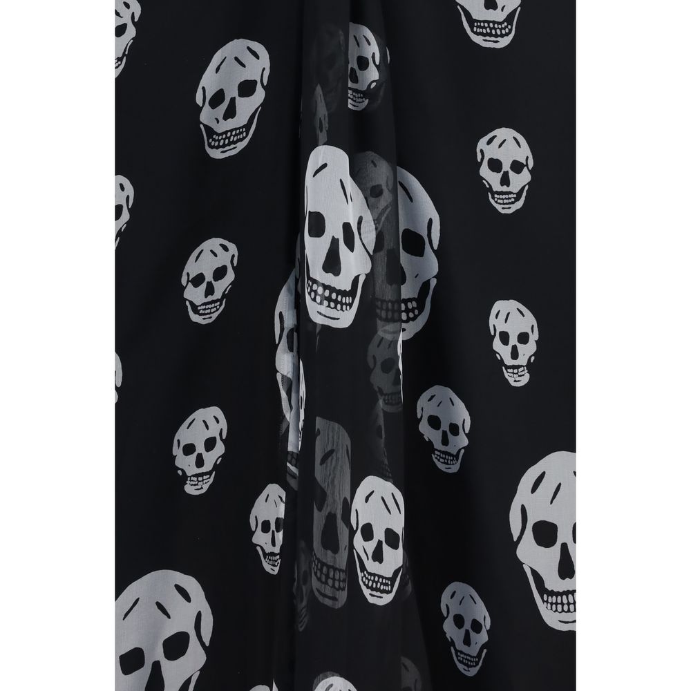 Skirt by Alexander McQueen for women in silk black, signature & print features a captivating silhouette, showcasing the captivating Skull Women's Asymmetrical Silk Long Skirt design with a sophisticated long for a captivating look.