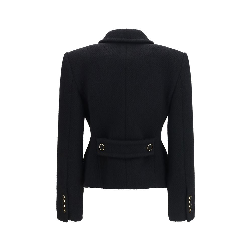 Blazer by Chloé for women in polyamide merino wool tweed black presents a distinguished silhouette, detailed with a distinguished and distinctive for a truly sophisticated finish.